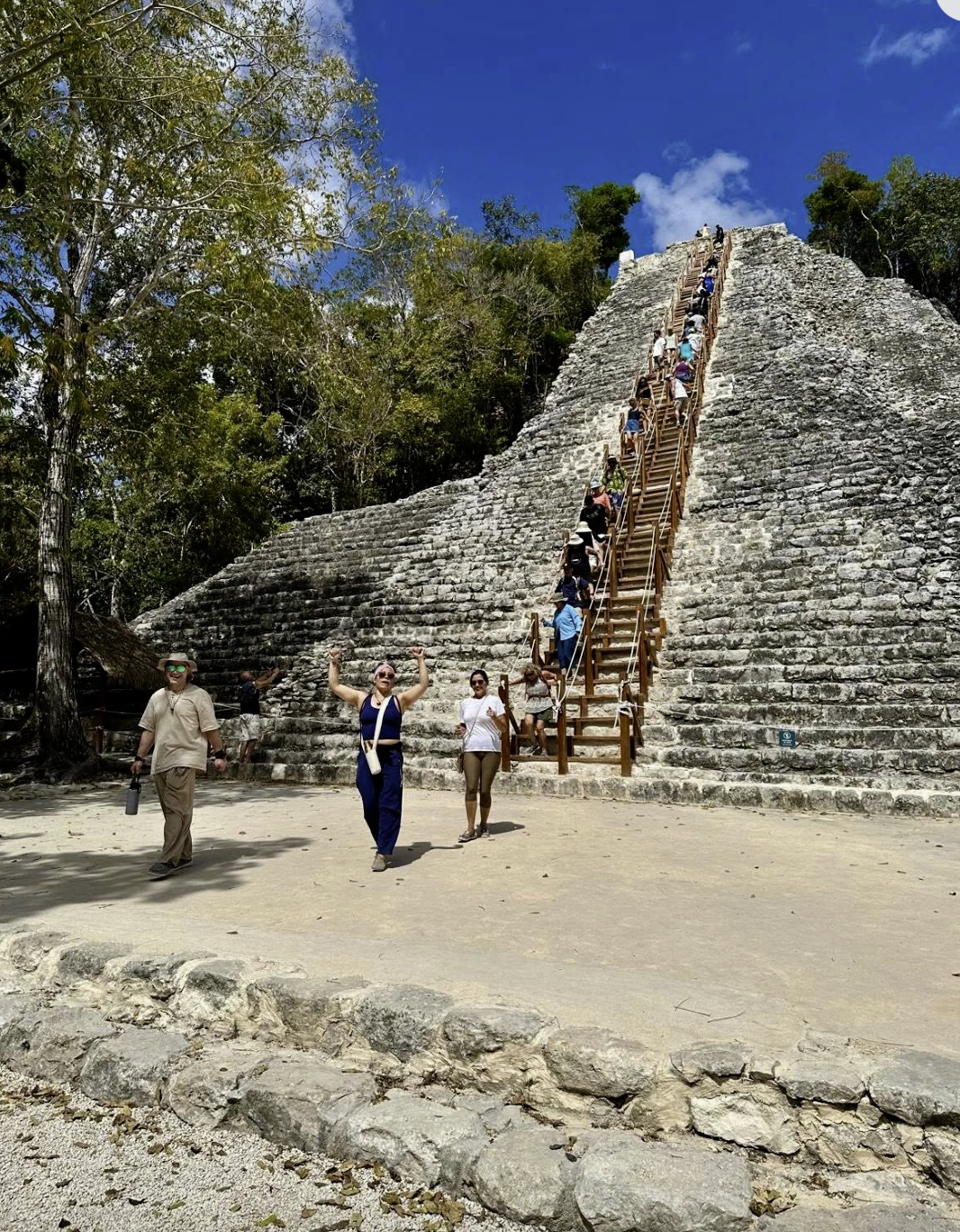 climbing Coba pyramid